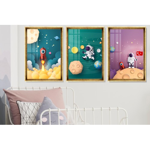Uzayda Astronot 3 Tablo Seti