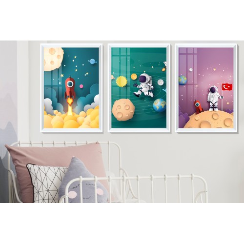 Uzayda Astronot 3 Tablo Seti