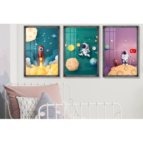 Uzayda Astronot 3 Tablo Seti