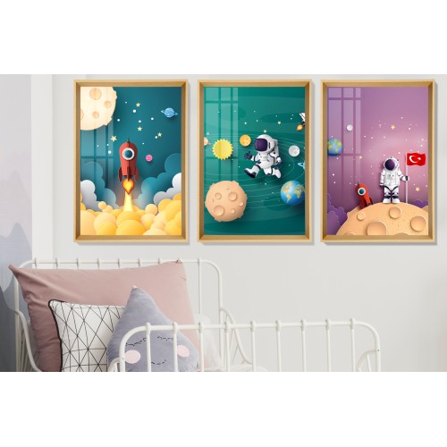 Uzayda Astronot 3 Tablo Seti