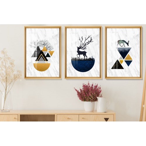 Deer And Forest Tablo Seti