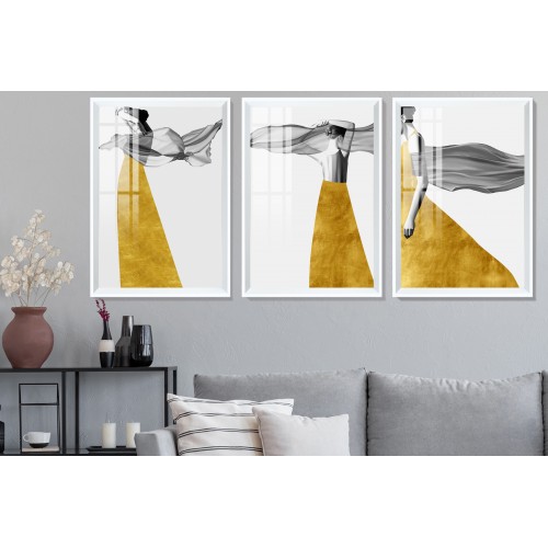 Lady With Flying Scarf Tablo Seti