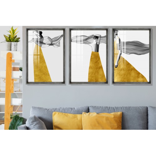 Lady With Flying Scarf Tablo Seti