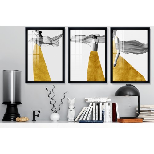 Lady With Flying Scarf Tablo Seti