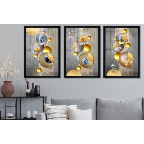 Postmodern Geometric Gold Tablo Seti